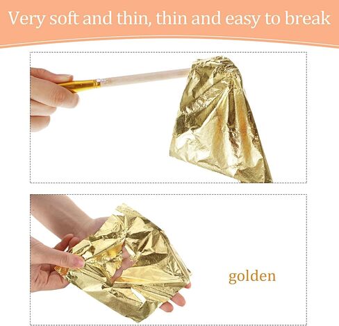 Cunhill 150 Sheets Gold Foil Sheets for Art Silver Rose Gold Leaf Sheets with Gilding Brush Gold Foil Paper Craft for Arts, Painting, Gilding Crafting, Jewelry, Resin, Nails 5.5 x 5.5 Inch in Saudi Arabia