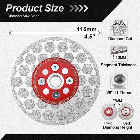 Diamond Cutting Grinding Disc - 4.5 Inch(115mm) Tile Cutting Blade for Porcelain Ceramic Tile Marble Quartz for Angle Grinder in Kuwait