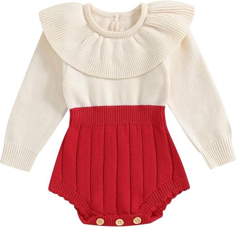 Newborn Baby Girl Knitted Romper Sweater Doll Collar Long Sleeve Knit Jumpsuit Bodysuit Infant Fall Winter Clothes in Saudi Arabia