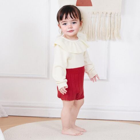 Newborn Baby Girl Knitted Romper Sweater Doll Collar Long Sleeve Knit Jumpsuit Bodysuit Infant Fall Winter Clothes in Saudi Arabia