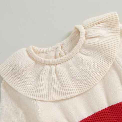 Newborn Baby Girl Knitted Romper Sweater Doll Collar Long Sleeve Knit Jumpsuit Bodysuit Infant Fall Winter Clothes in Saudi Arabia