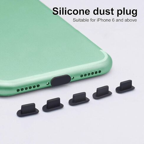 10 قطع من سدادات الغبار المصنوعة من السيليكون الأسود لهاتف iPhone 13 12 Mini Pro Max 11 iPad AirPod، غطاء منفذ الشحن، متوافق مع iPhone X، XS، XR، 8، 7,6 Plus، مقابس مضادة للغبار in Kuwait