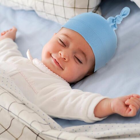 6 Pack Baby Caps 0-6 Months Baby Newborn Hats Set Baby Hats Newborn Knot Beanie Stretchy Soft Infant Hats for Boy/Girl in Saudi Arabia