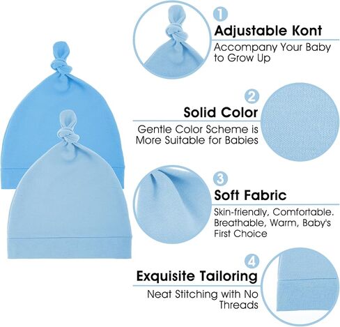 6 Pack Baby Caps 0-6 Months Baby Newborn Hats Set Baby Hats Newborn Knot Beanie Stretchy Soft Infant Hats for Boy/Girl in Saudi Arabia
