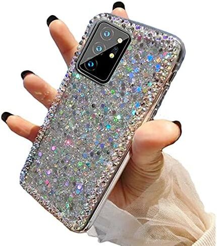 for Samsung Galaxy A14 5G Case,3D Glitter Girly Women Sparkle Bling Case Luxury Shiny Crystal Rhinestone Diamond Women Girl Bumper Protective Case Cover for Samsung Galaxy A14 5G（Silver, Pink in Kuwait