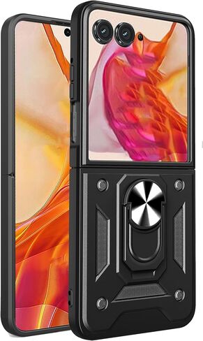 حافظة Ysnzaq Armor لهاتف Motorola Razr 50 Ultra/Razr+ 2024، حافظة هاتف واقية متينة مقاومة للصدمات من الدرجة العسكرية مع مسند لهاتف Motorola Razr 50 Ultra/Razr+ 2024 SJ باللون الأسود in Saudi Arabia