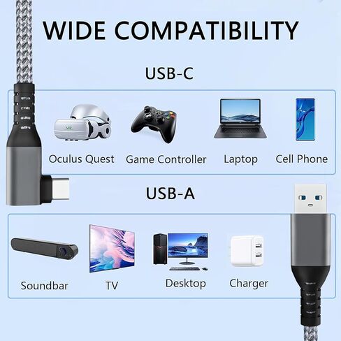 كابل ربط بطول 10 أقدام لـ Meta Oculus Quest 3، وملحقات Quest 2/Pro، شحن 3 في 1 أثناء اللعب طوال اليوم، مع طاقة كافية USB C لسماعات الواقع الافتراضي (شحن 10 أقدام أثناء اللعب) in Kuwait