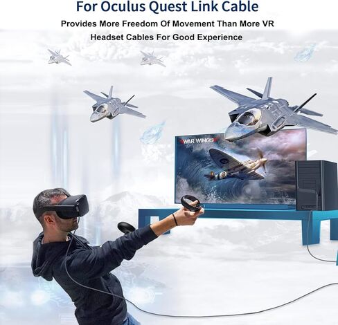 كابل ربط بطول 10 أقدام لـ Meta Oculus Quest 3، وملحقات Quest 2/Pro، شحن 3 في 1 أثناء اللعب طوال اليوم، مع طاقة كافية USB C لسماعات الواقع الافتراضي (شحن 10 أقدام أثناء اللعب) in Kuwait