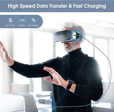 كابل ربط بطول 10 أقدام لـ Meta Oculus Quest 3، وملحقات Quest 2/Pro، شحن 3 في 1 أثناء اللعب طوال اليوم، مع طاقة كافية USB C لسماعات الواقع الافتراضي (شحن 10 أقدام أثناء اللعب) in Kuwait