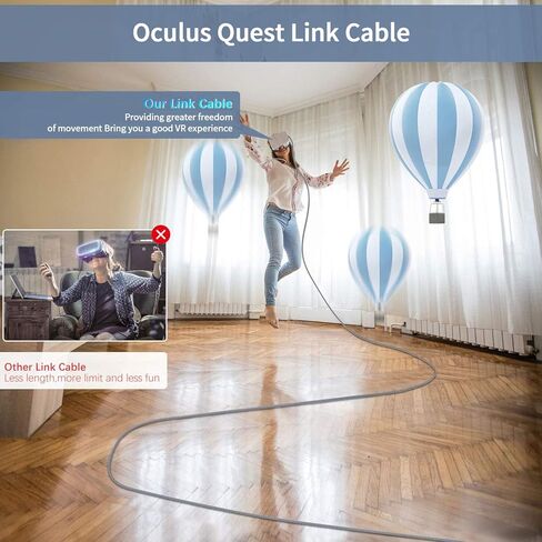 كابل ربط بطول 10 أقدام لـ Meta Oculus Quest 3، وملحقات Quest 2/Pro، شحن 3 في 1 أثناء اللعب طوال اليوم، مع طاقة كافية USB C لسماعات الواقع الافتراضي (شحن 10 أقدام أثناء اللعب) in Kuwait