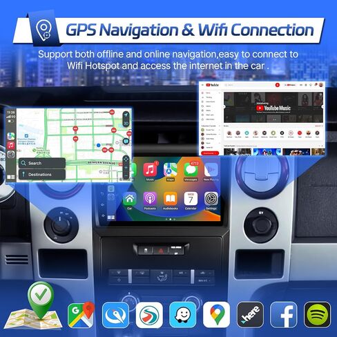 Leadfan Car Stereo Radio for Ford F150 2009 2010 2011 2012 Wireless Apple CarPlay & Android Auto, 9 inch IPS Touch Screen Radio Replacement Support Bluetooth WiFi GPS Navigation FM SWC Backup Camera in Saudi Arabia