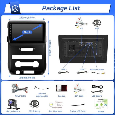 Leadfan Car Stereo Radio for Ford F150 2009 2010 2011 2012 Wireless Apple CarPlay & Android Auto, 9 inch IPS Touch Screen Radio Replacement Support Bluetooth WiFi GPS Navigation FM SWC Backup Camera in Saudi Arabia