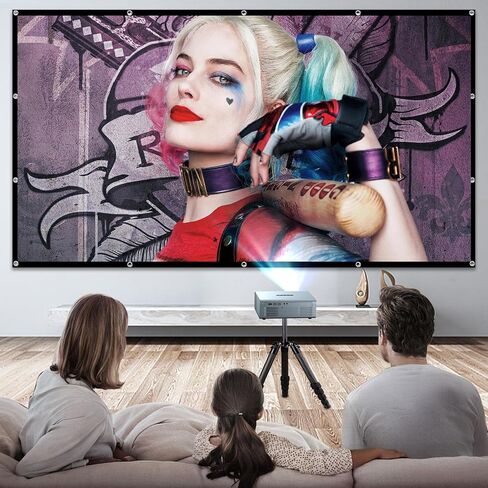 Projector Screen 100 inch, Outdoor Projection Screen Washable Video Projector Screen 16:9 Anti-Crease Portable Outdoor Movie Screen for Home, Party in Saudi Arabia