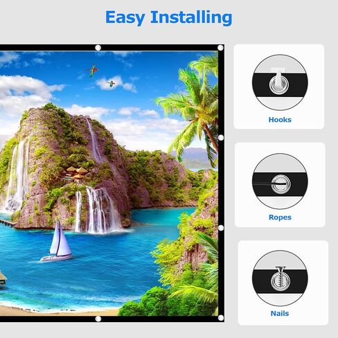 Projector Screen 100 inch, Outdoor Projection Screen Washable Video Projector Screen 16:9 Anti-Crease Portable Outdoor Movie Screen for Home, Party in Saudi Arabia