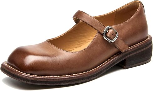 أحذية BEAU TODAY Mary Jane للسيدات، أحذية Mary Janes المسطحة، أحذية باليه مسطحة من الجلد بمقدمة مربعة أنيقة، أحذية مسطحة بحزام الكاحل مريحة للعمل للنساء الأنيقة in Kuwait