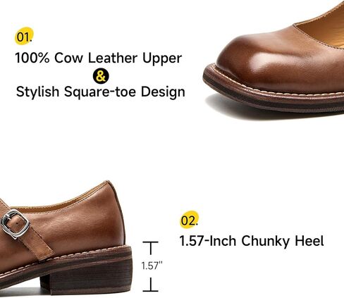 أحذية BEAU TODAY Mary Jane للسيدات، أحذية Mary Janes المسطحة، أحذية باليه مسطحة من الجلد بمقدمة مربعة أنيقة، أحذية مسطحة بحزام الكاحل مريحة للعمل للنساء الأنيقة in Kuwait