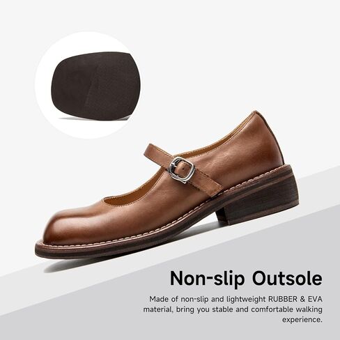 أحذية BEAU TODAY Mary Jane للسيدات، أحذية Mary Janes المسطحة، أحذية باليه مسطحة من الجلد بمقدمة مربعة أنيقة، أحذية مسطحة بحزام الكاحل مريحة للعمل للنساء الأنيقة in Kuwait