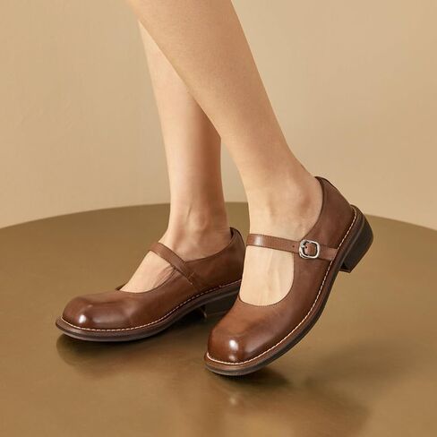 أحذية BEAU TODAY Mary Jane للسيدات، أحذية Mary Janes المسطحة، أحذية باليه مسطحة من الجلد بمقدمة مربعة أنيقة، أحذية مسطحة بحزام الكاحل مريحة للعمل للنساء الأنيقة in Kuwait
