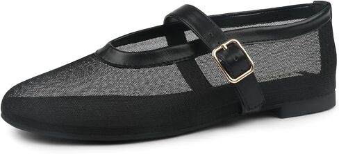 JOY IN LOVE Mesh Ballet Flats for Women Buckle Strap Round Toe Mary Jane Shoes in Saudi Arabia