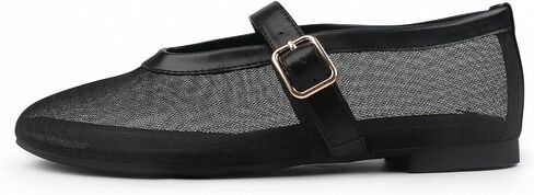 JOY IN LOVE Mesh Ballet Flats for Women Buckle Strap Round Toe Mary Jane Shoes in Saudi Arabia