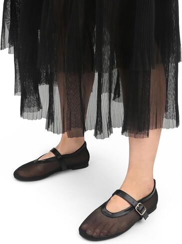 JOY IN LOVE Mesh Ballet Flats for Women Buckle Strap Round Toe Mary Jane Shoes in Saudi Arabia