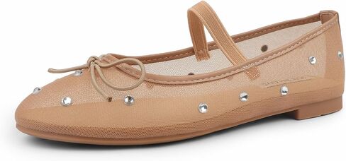 JOY IN LOVE Mesh Ballet Flats for Women Buckle Strap Round Toe Mary Jane Shoes in Saudi Arabia
