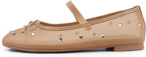 JOY IN LOVE Mesh Ballet Flats for Women Buckle Strap Round Toe Mary Jane Shoes in Saudi Arabia