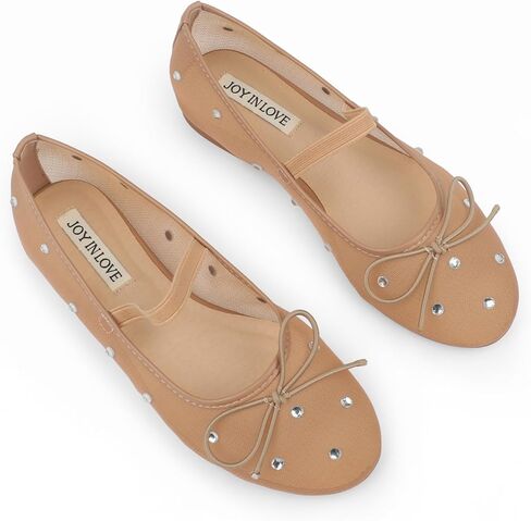JOY IN LOVE Mesh Ballet Flats for Women Buckle Strap Round Toe Mary Jane Shoes in Saudi Arabia