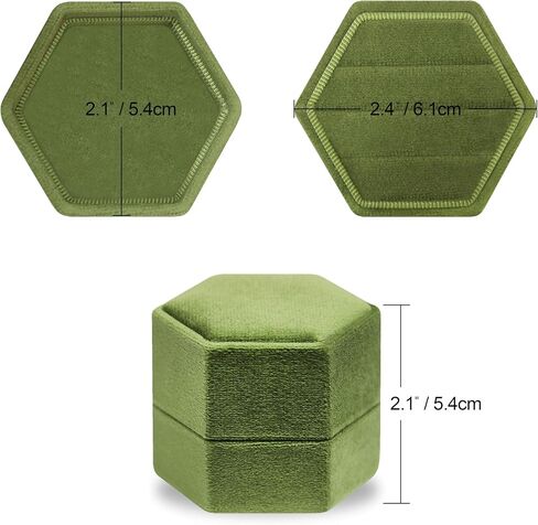 BLUTETE Velvet Jewelry Ring Box,Hexagon 3 Slots Wedding Day Ring Box,Premium Vintage Ring Display Holder Case for Wedding Ceremony Proposal Engagement(Navy) in Kuwait