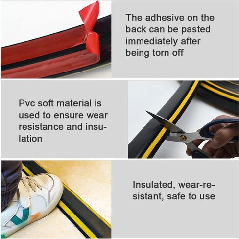 واقي كابل الأرضية، 6.5 قدم (2 متر) غطاء كابل أرضي عالي التحمل، غطاء سلك مرن قابل للقطع من البولي فينيل كلوريد للمكتب، المنزل، ورشة العمل، المستودعات، المرآب، حماية الكابلات ومنع مخاطر الرحلات in Kuwait