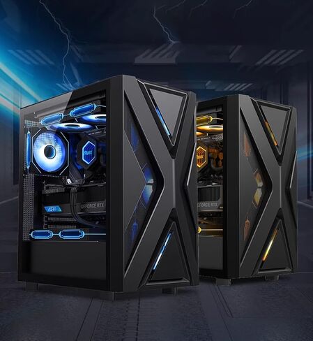 ATX PC Case with 3pack 120mm PWM Fans Included, Full Tower Computer case with Dual-Chamber Layout, Tempered Glass Panel Desktop Gaming Computer case Support EATX mobo/Front 360mm RAD-Black in Saudi Arabia
