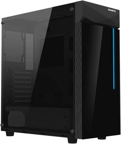 GIGABYTE C200 Glass - حقيبة ألعاب كمبيوتر متوسطة الحجم باللون الأسود، زجاج مقوى، غطاء PSU (GB-C200G) in Saudi Arabia