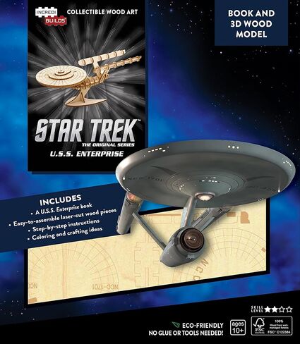 Star Trek The Next Generation U.S.S. Enterprise 3D Wood Puzzle Model Figure Kit (50 Pcs) - Build & Paint a 3D USS Space Ship Toy, No Glue Needed - Officially Licensed Gift for Teens, Men, Fathers 10+ in Saudi Arabia