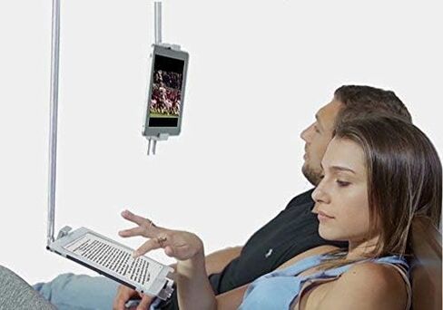 حامل سقف مغناطيسي قابل للتعديل على ارتفاع علوي لجميع أجهزة iPhone وAndroid وiPad وKindle وGalaxy. إعداد سهل. محمول. مثالية للتسجيل ومشاهدة مقاطع الفيديو والتكبير ومكالمات FaceTime، in Kuwait