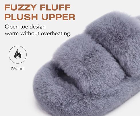 COFACE Womens House Slippers Woman Fuzzy Fluff Indoor Slipper Ladies Furry Fur Bedroom Slip On Slipers Women’s Home Winter Open Toe Plush Shearling Slide Size 5-11 in Kuwait