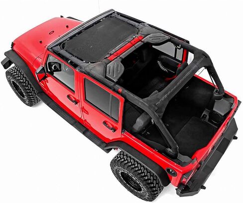 Savadicar Mesh Shade Top Sunshade Cover for 2007-2018 Jeep Wrangler JK JKU 2 and 4 Door, Provide UV Protection, Durable Polyester, Black in Saudi Arabia