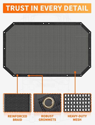 Savadicar Mesh Shade Top Sunshade Cover for 2007-2018 Jeep Wrangler JK JKU 2 and 4 Door, Provide UV Protection, Durable Polyester, Black in Saudi Arabia