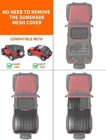 Savadicar Mesh Shade Top Sunshade Cover for 2007-2018 Jeep Wrangler JK JKU 2 and 4 Door, Provide UV Protection, Durable Polyester, Black in Saudi Arabia