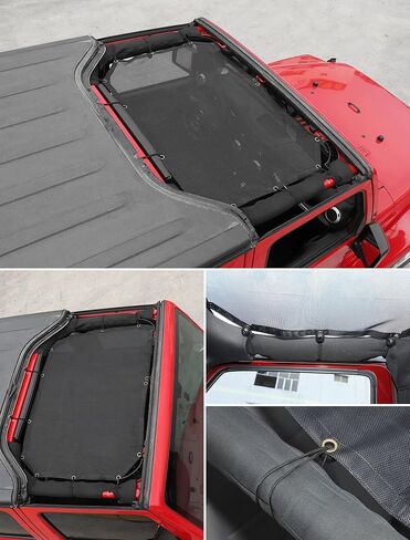Savadicar Mesh Shade Top Sunshade Cover for 2007-2018 Jeep Wrangler JK JKU 2 and 4 Door, Provide UV Protection, Durable Polyester, Black in Saudi Arabia
