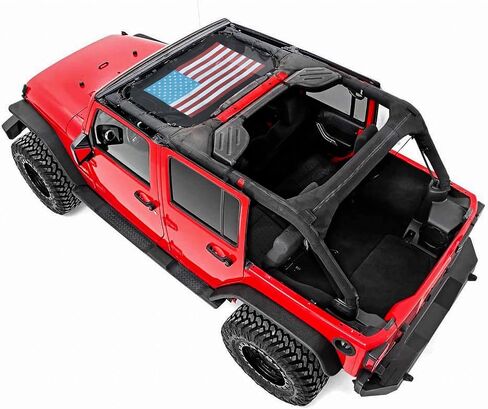 Savadicar Mesh Shade Top Sunshade Cover for 2007-2018 Jeep Wrangler JK JKU 2 and 4 Door, Provide UV Protection, Durable Polyester, Black in Saudi Arabia