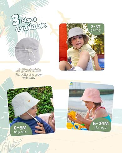 Baby Sun Hat Boy Girl Toddler Bucket Hat for Kids UPF 50+ Sun Protection Child Summer Beach Hats 0-5 Years in Saudi Arabia