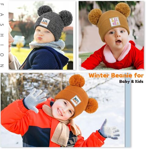 DANMY Baby Winter Beanie Hat,Kids Winter Warm Knit Hat with Pom,Toddler Soft Beanie for Little Boys Girls Children in Saudi Arabia