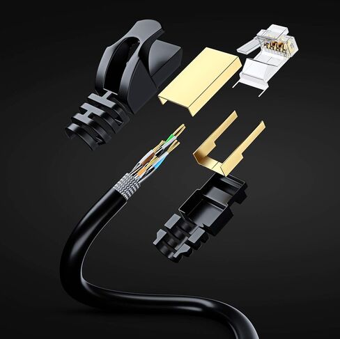 كابل إيثرنت Cat 7 بطول 15 قدمًا - كبل توصيل إنترنت وشبكة LAN عالي السرعة، وموصلات RJ45 - بطول 15 قدمًا / أسود وأزرق / عبوتان - مثالي للألعاب والبث والمزيد in Saudi Arabia