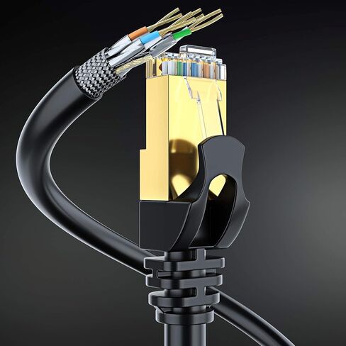 كابل إيثرنت Cat 7 بطول 15 قدمًا - كبل توصيل إنترنت وشبكة LAN عالي السرعة، وموصلات RJ45 - بطول 15 قدمًا / أسود وأزرق / عبوتان - مثالي للألعاب والبث والمزيد in Saudi Arabia