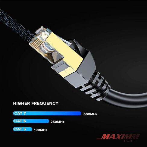 كابل إيثرنت Cat 7 بطول 15 قدمًا - كبل توصيل إنترنت وشبكة LAN عالي السرعة، وموصلات RJ45 - بطول 15 قدمًا / أسود وأزرق / عبوتان - مثالي للألعاب والبث والمزيد in Saudi Arabia