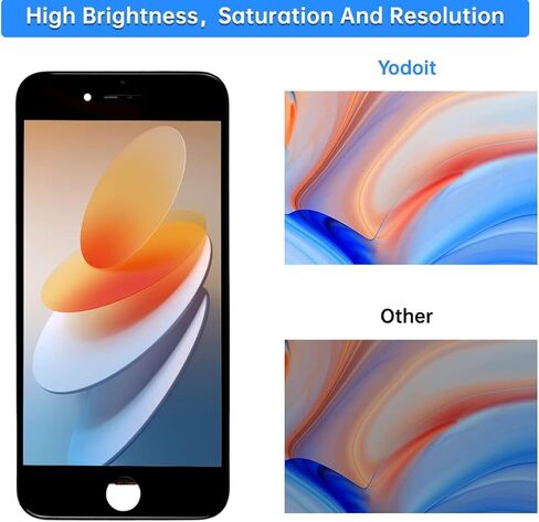 Yodoit for iPhone 8 Plus Screen Replacement LCD With Home Button, Ear Speaker, Front Camera, 5.5" LCD Display Touch Digitizer + Complete Tool Kit, Screen Protector Black in Kuwait