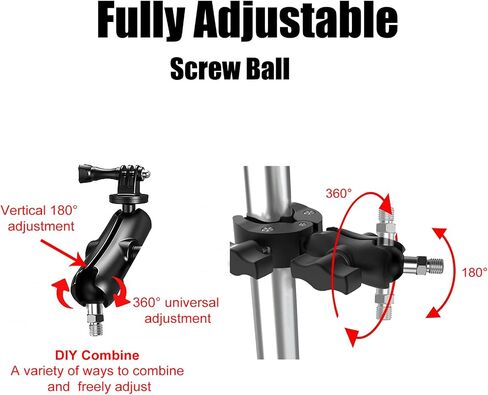 1'' Ball Adapter with M6 x 1.0mm Threaded Post Ball Mount Compatible with RAM Mounts B Size 1 Inch Portable Screw Ball Head for Bike,Motorcycle,ATV,Rearview Mirror, Black in Saudi Arabia