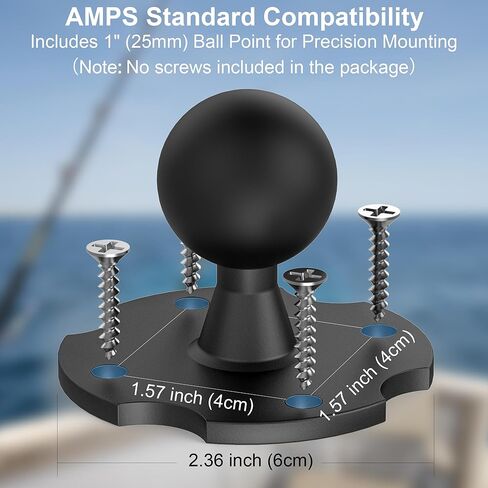 قاعدة تثبيت كروية مقاس 1 بوصة مع لوحة من سبائك الألومنيوم AMPS ذات 4 فتحات ومحول كرة من مادة TPU | متوافق مع أذرع مقبس كروية مقاس 1 بوصة من ذاكرة الوصول العشوائي | تصميم متين بآلة CNC للأجهزة اللوحية وأجهزة تحديد المواقع in Kuwait