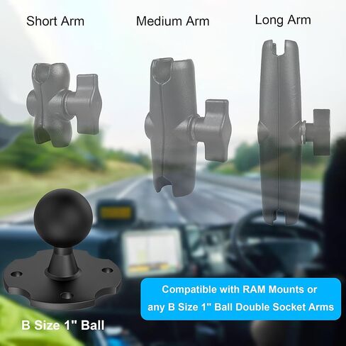 قاعدة تثبيت كروية مقاس 1 بوصة مع لوحة من سبائك الألومنيوم AMPS ذات 4 فتحات ومحول كرة من مادة TPU | متوافق مع أذرع مقبس كروية مقاس 1 بوصة من ذاكرة الوصول العشوائي | تصميم متين بآلة CNC للأجهزة اللوحية وأجهزة تحديد المواقع in Kuwait