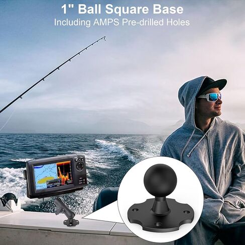 قاعدة تثبيت كروية مقاس 1 بوصة مع لوحة من سبائك الألومنيوم AMPS ذات 4 فتحات ومحول كرة من مادة TPU | متوافق مع أذرع مقبس كروية مقاس 1 بوصة من ذاكرة الوصول العشوائي | تصميم متين بآلة CNC للأجهزة اللوحية وأجهزة تحديد المواقع in Kuwait